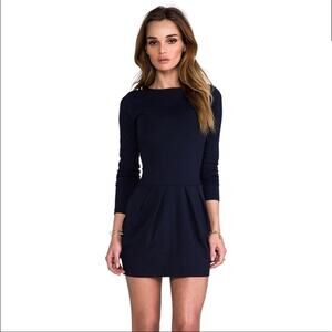 Susana Monaco Diagonal Pleat Mini Dress Midnight